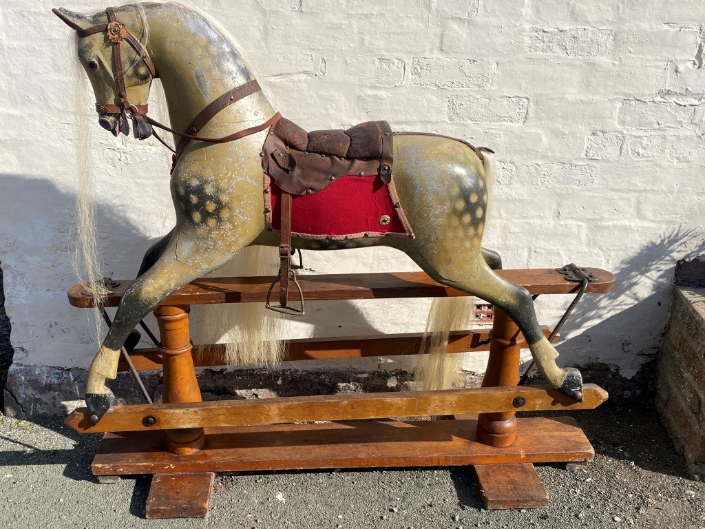 German plush pull along toy horse