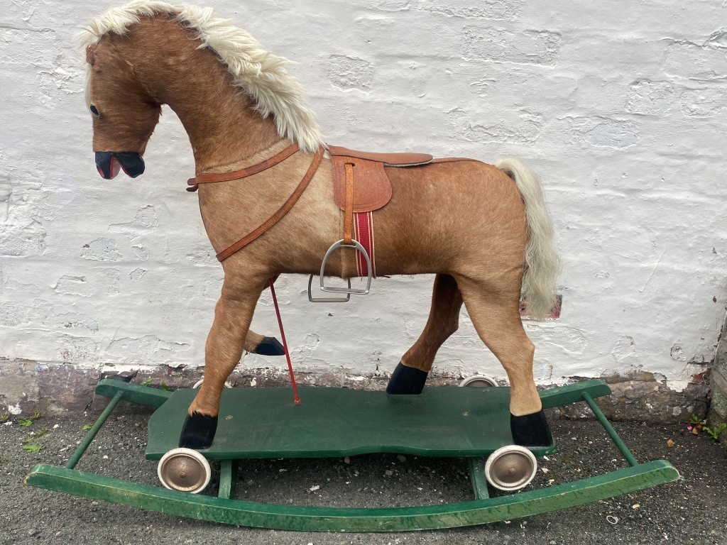old ayres rocking horse with fur