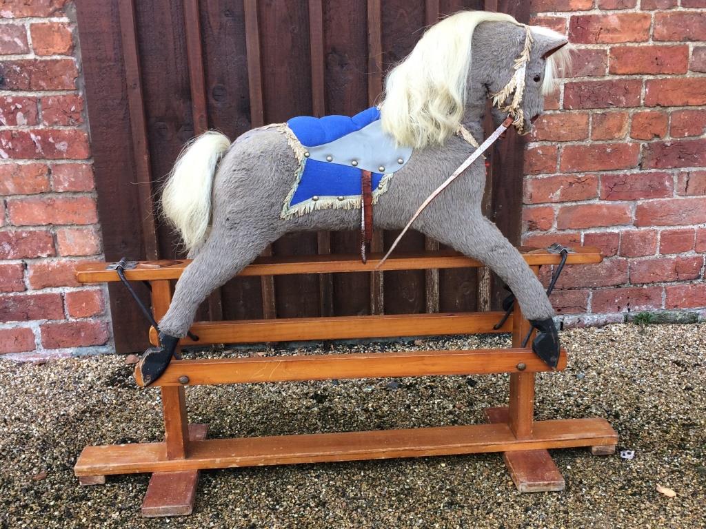 Plush covered rocking horse